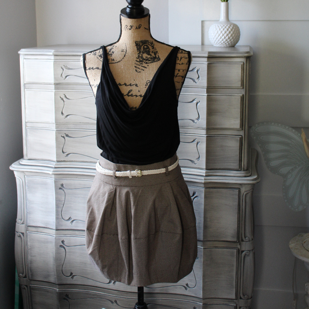 Forever 21 Sele Houndstooth Belted Mini Skirt
